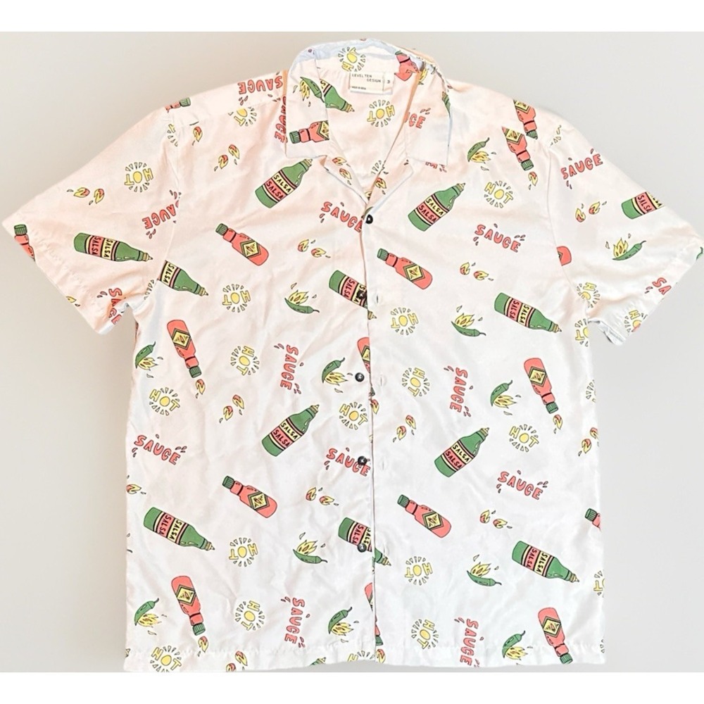 Asos Design Hot Sauce Salsa Bottle Shirt Mens Medium Fun Casual Design